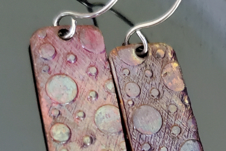 Fire painted copper earrings