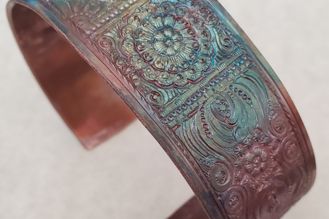 Fire painted copper cuff