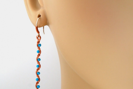 Copper Dangle Turquoise Earrings
