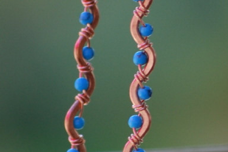 Copper and Blue Turquoise Earrings