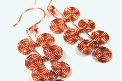 Copper Egyptian Coils Dangle Earrings