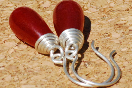 Handcrafted Red Sterling Silver Earrings