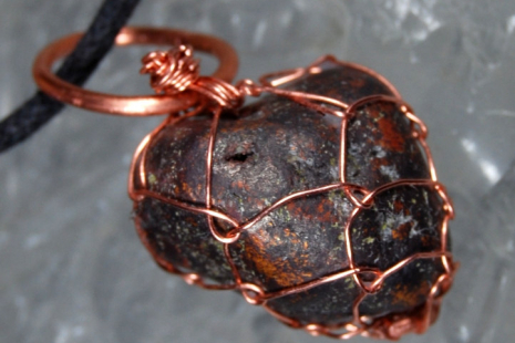Purple Copper Nugget Netted Pendant
