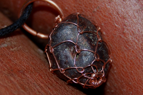 Copper Nugget Pendant Flame Painted Purple