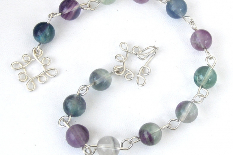 Fluorite and Sterling Link Bracelet