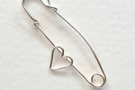 Sterling Silver Safety Pin with Heart
