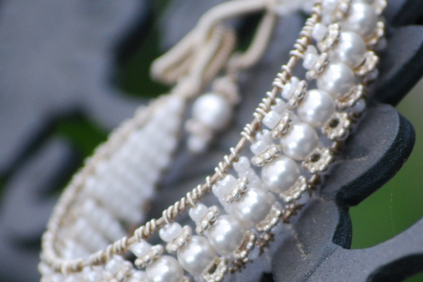 Petite Woven Sterling Cuff with Pearls White Pearl and Sterling cuff bracelet