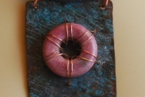 Rhodonite and Copper Pendant Necklace