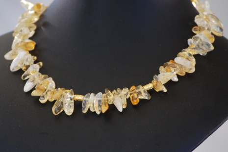 Yellow Citrine with Gold Strand Necklace Choker