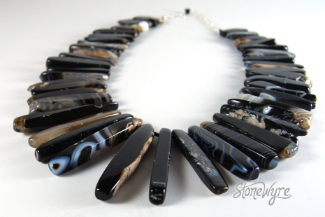 Stunning Agate Stick Sterling Silver Necklace