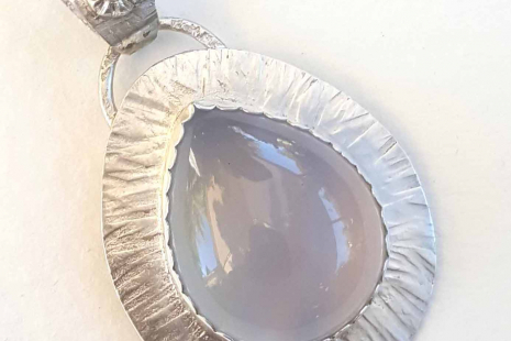 Sweet Blue Chalcedony SS Pendant