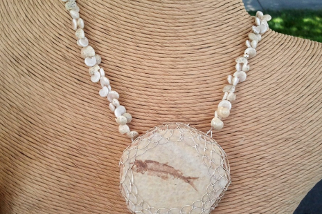 Sterling Silver Netted Fossil Fish Pendant