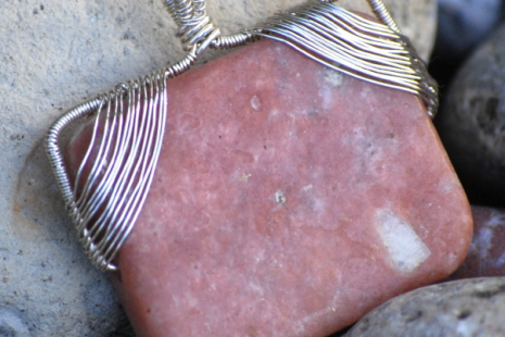 Pink Lepidolite and Silver Pendant