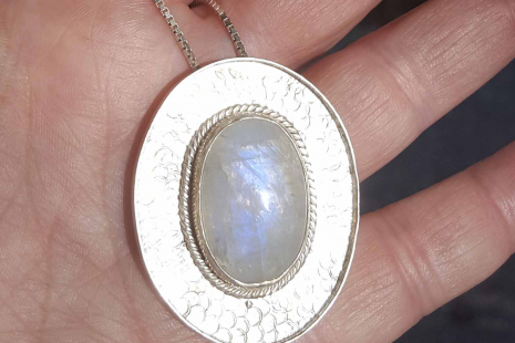 Natural Moonstone Pendant Handcrafted in Sterling Silver