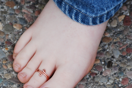 Adjustable Wide Copper Toe Ring Handcrafted