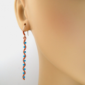 Copper Dangle Turquoise Earrings