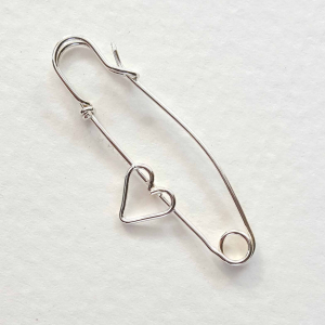 Sterling Silver Safety Pin w/ Heart