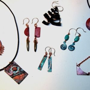 Completed pendants and earrings