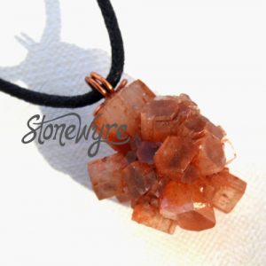 Natural Aragonite Crystal Copper Pendant Necklace Mens Womens Unisex