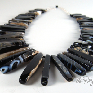 Bold Striped Agate Collar Necklace Handcrafted