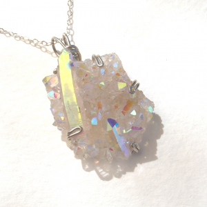 Opal Angel Aura Crystal Druzy Pendant