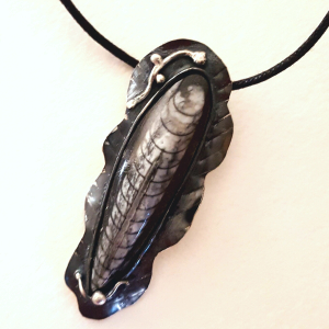 400-million-year-old Orthoceras Fossil Pendant Necklace Sterling Silver